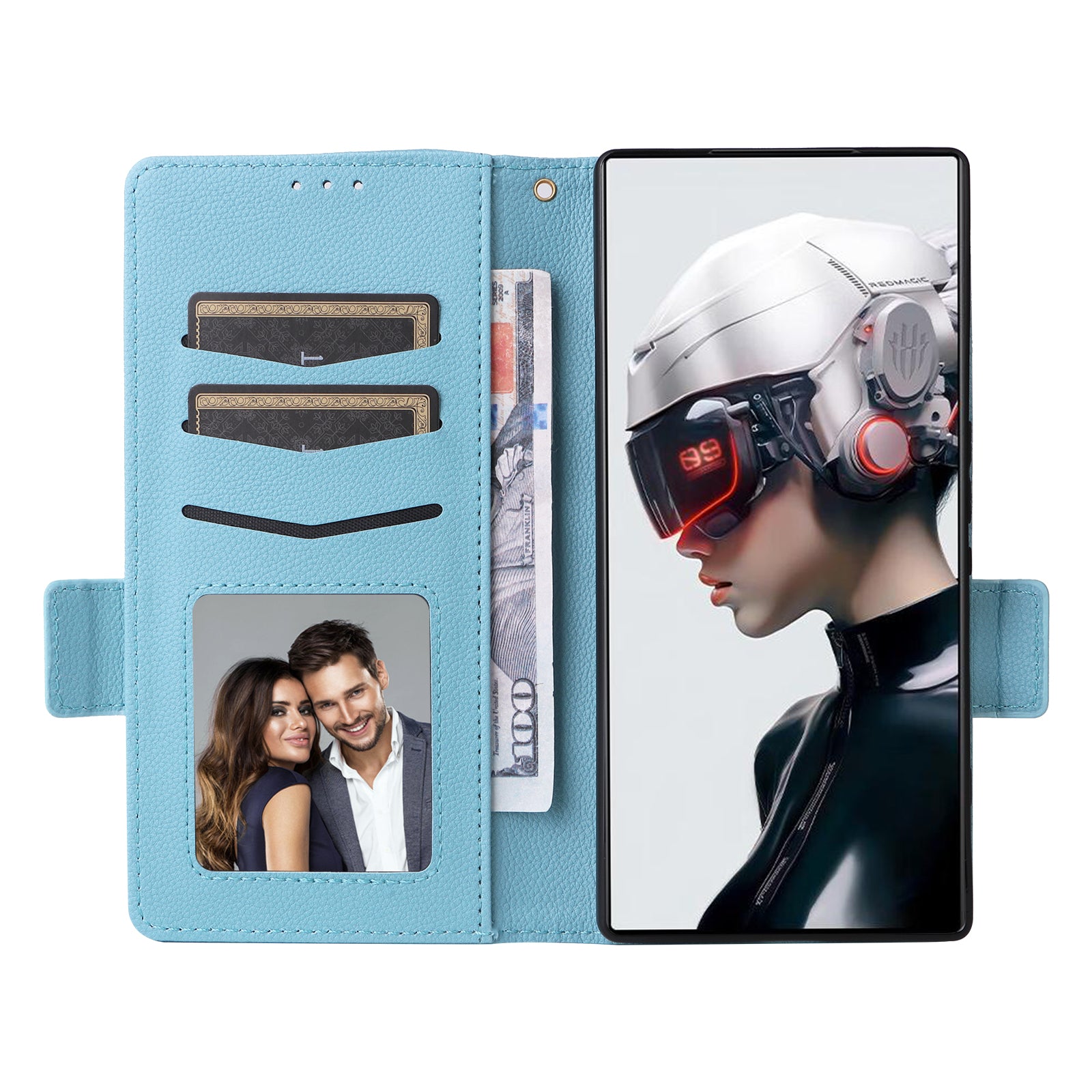 For ZTE nubia Red Magic 9 Pro 5G / 9 Pro+ 5G Phone Folio Case Litchi Texture Wallet Cover - Baby Blue For ZTE nubia Red Magic 9 Pro 5G / 9 Pro+ 5G Phone Folio Case Litchi Texture Wallet Cover - Baby Blue